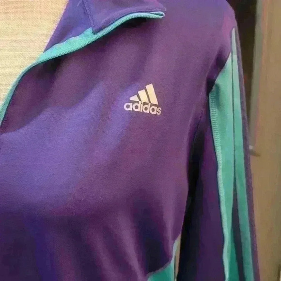 Adidas Climalite 1/4 Zip Purple/Aqua Pullover - Picture 4 of 4